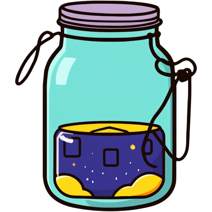 glass jar with solar panel lid and string lights inside, decorative sun jar emoji