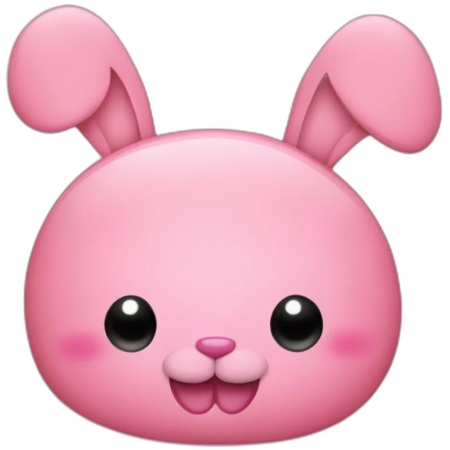 pink bunny with white big moustache and a round pink nose and a big smile emoji