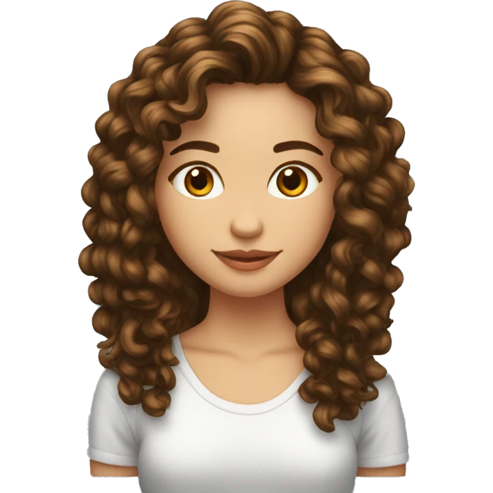 ado fille cheuveux long bouclé brune emoji