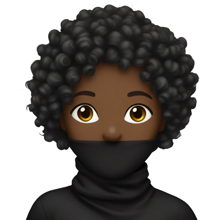 light black girl with a black balaclava on with curly hair  emoji
