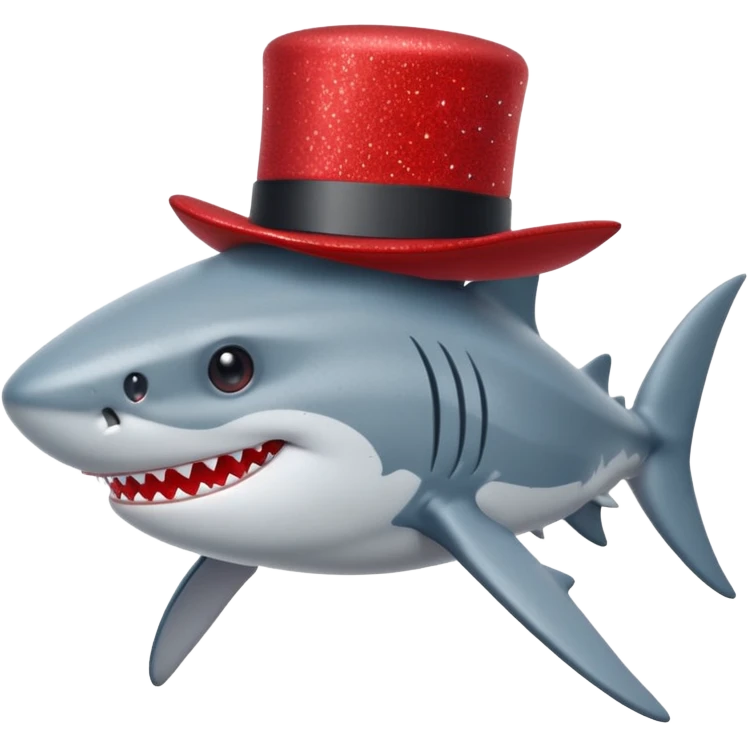red glitter top hat shark emoji