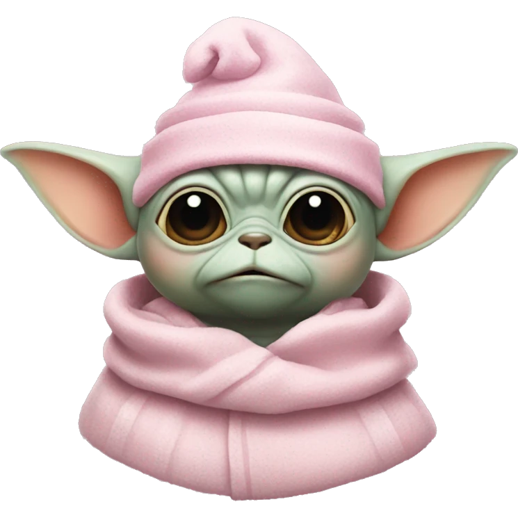 grogu from star wars with a pink christmas hat  emoji