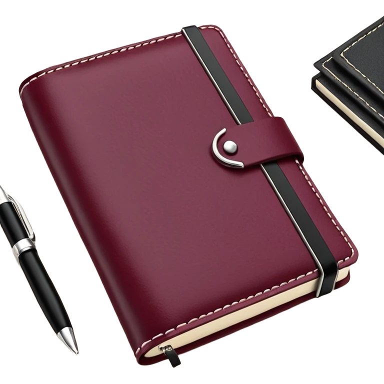  Розовый блокнот с черной ручкой  emoji