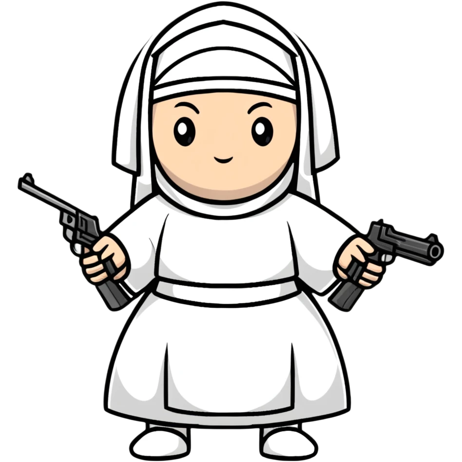 stylish nun holding a gun emoji