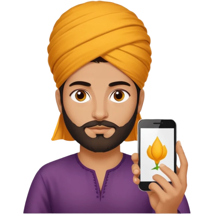 persian with saffron on head and smartphone emoji
