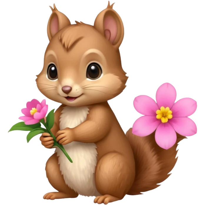 baby squirrel hold a flower emoji