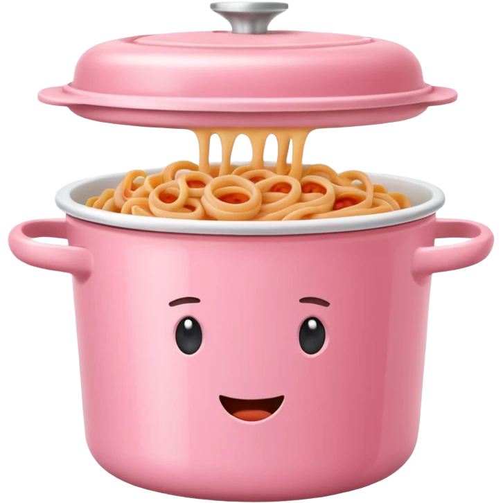pastel pink food container with bolognese pasta inside emoji