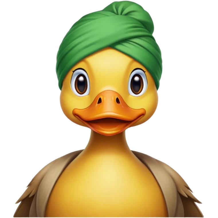 Duck face wearing green turban emoji