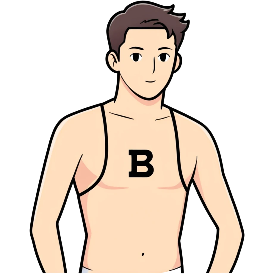 A man with bra and inner and S and B letter written on the bra emoji