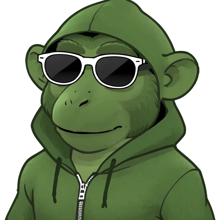Monkey wearing a hoodie and sunglasses emoji