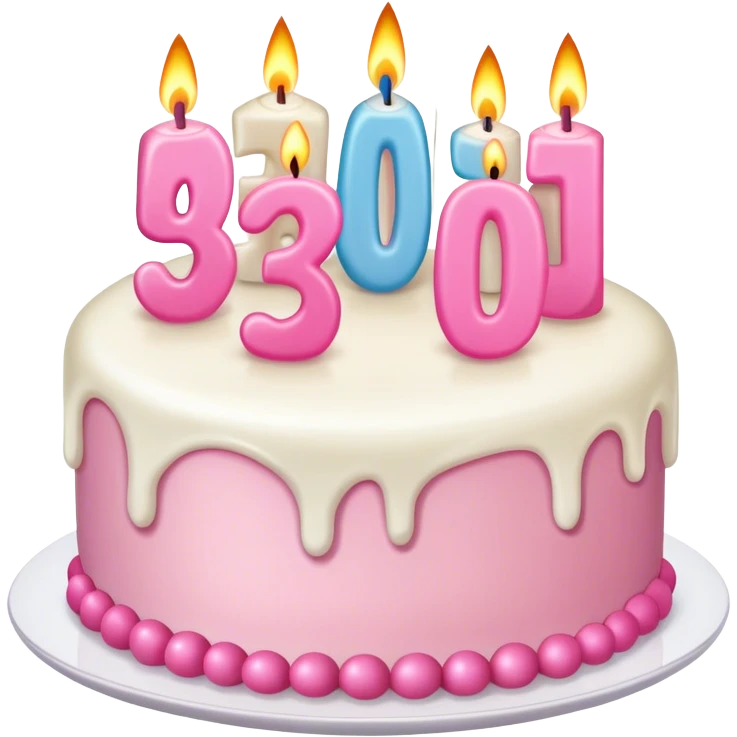 Pink Cake with candles that say 30  emoji