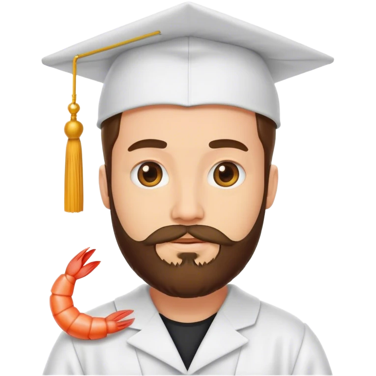 phd white graduate with beard but is the shrimp emoji emoji