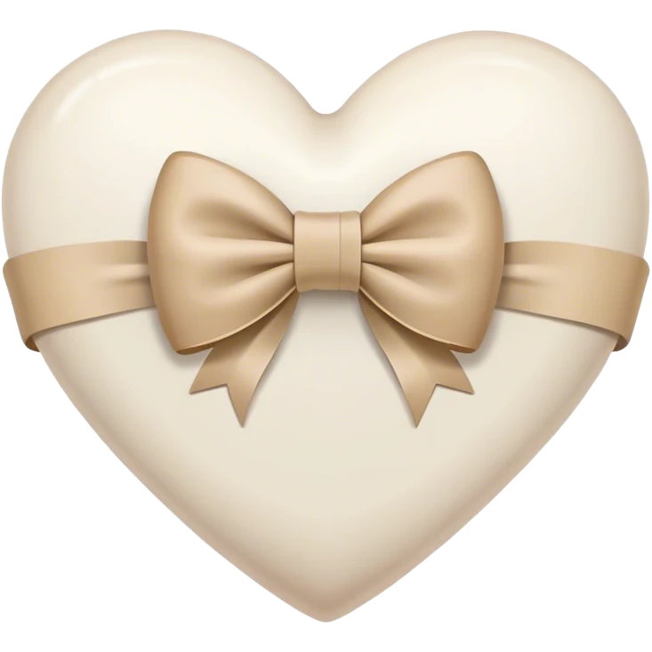 white heart with beige bow emoji