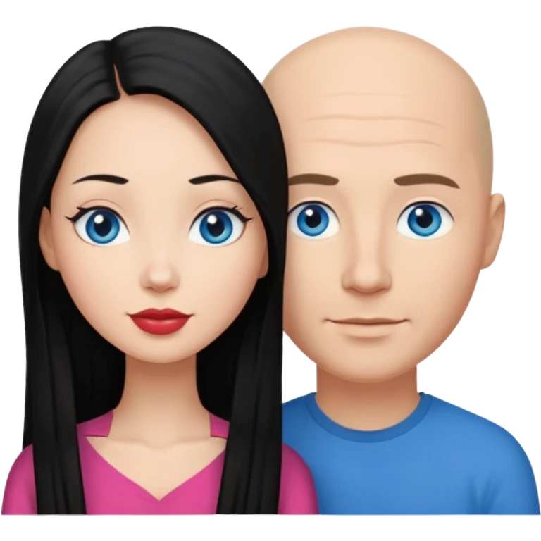 Bald white man blue eyes in love with Filipina woman with long hair emoji