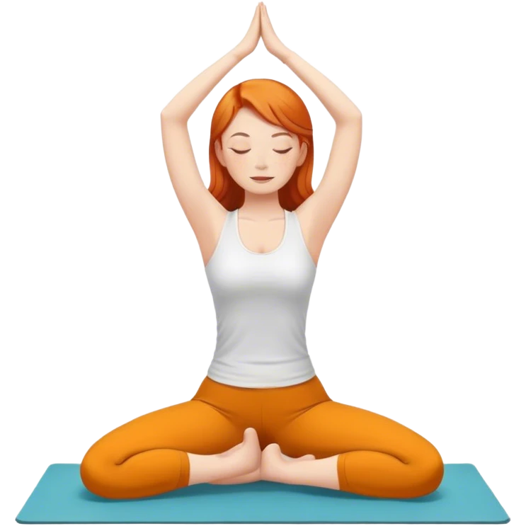 Ginger girl doing yoga in a namastay position emoji