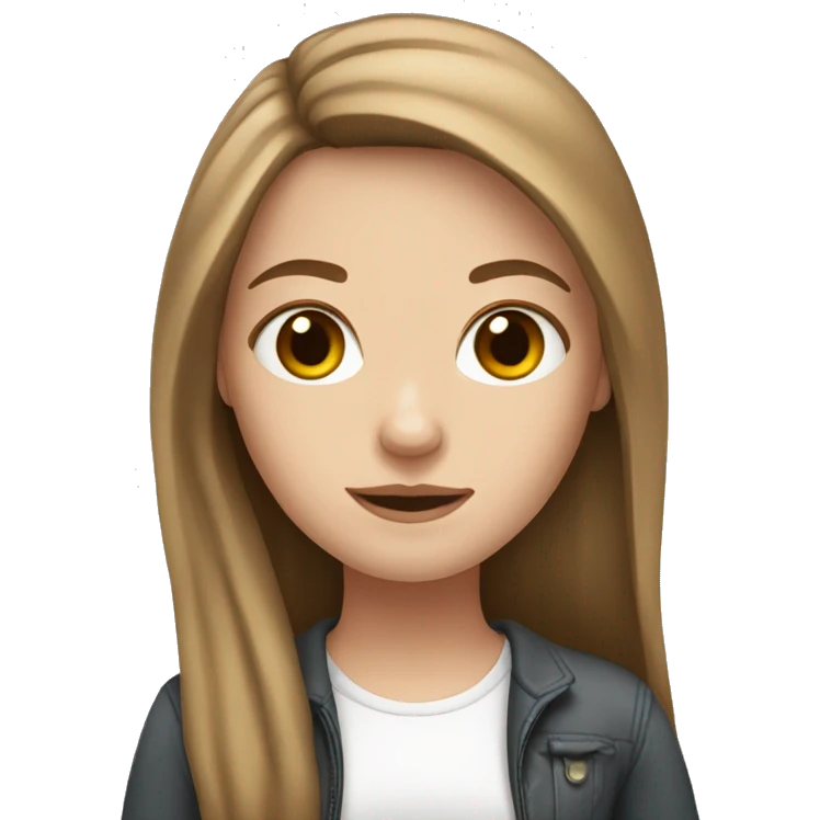 White girl with brown long straith hair  emoji