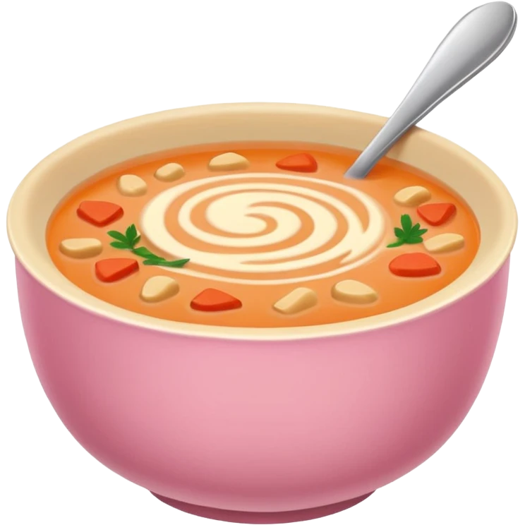 yummy soup in pink bowl emoji