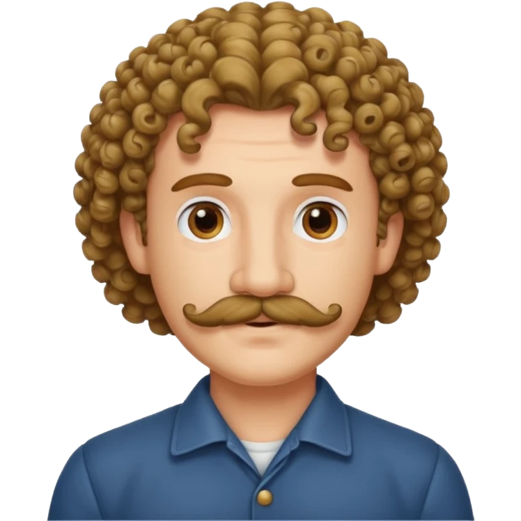 Man with mustache and curly hair emoji
