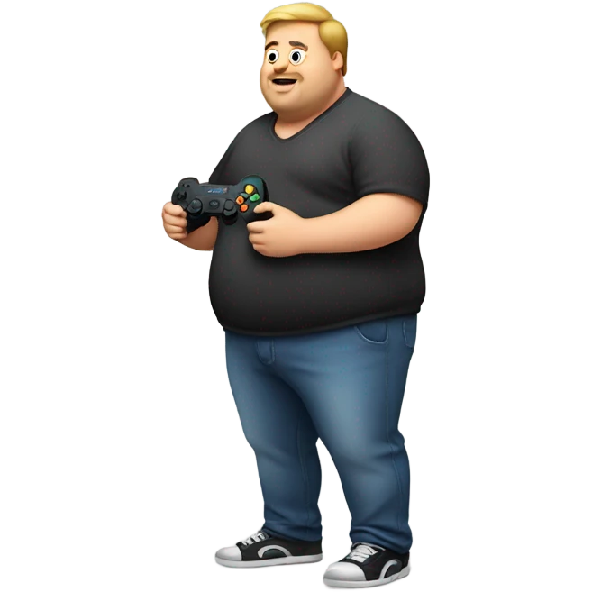 Fat guy playing video games emoji