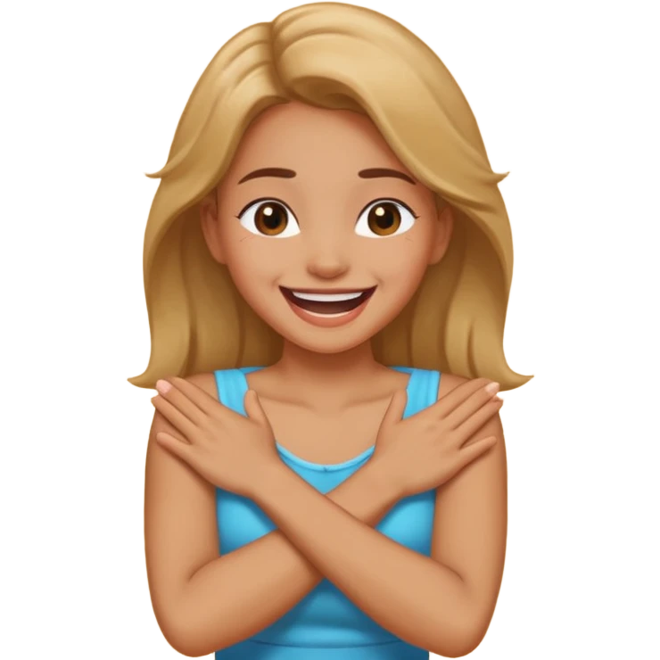 Arms crossed holding neck laughing girl emoji