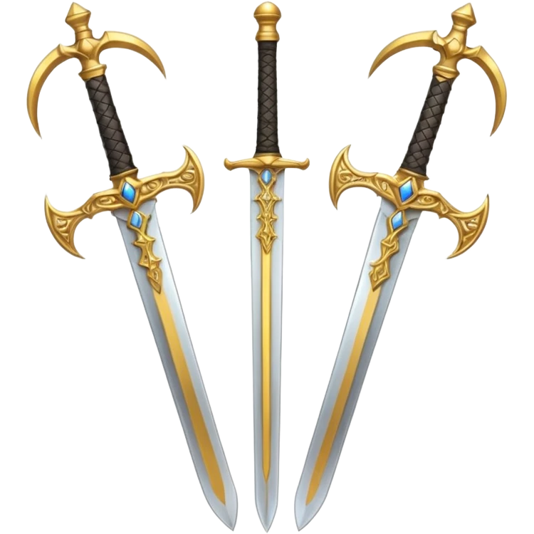 Two Golden royal swords with gold blades and gold handel emoji
