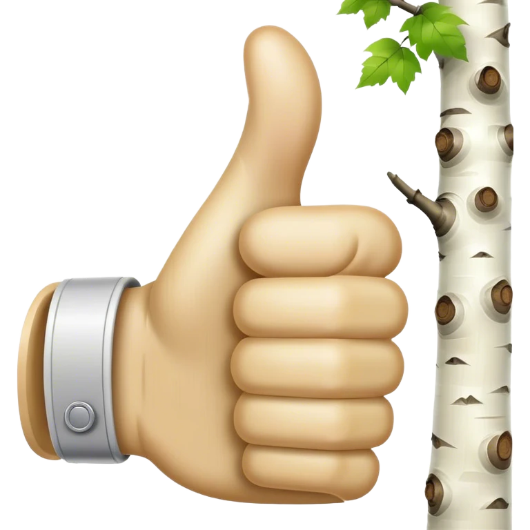 thumbs up emoji made of white birch emoji