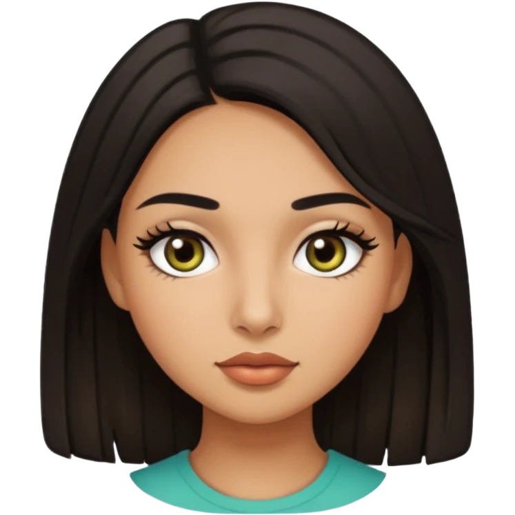girl with olive skin dark medium hair  eyes long lashes  emoji