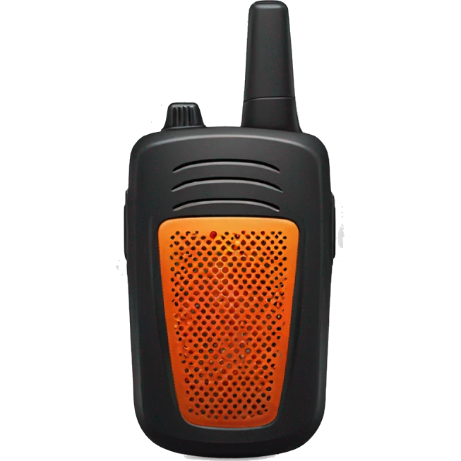 black walkie talkie with red-orange button on side emoji