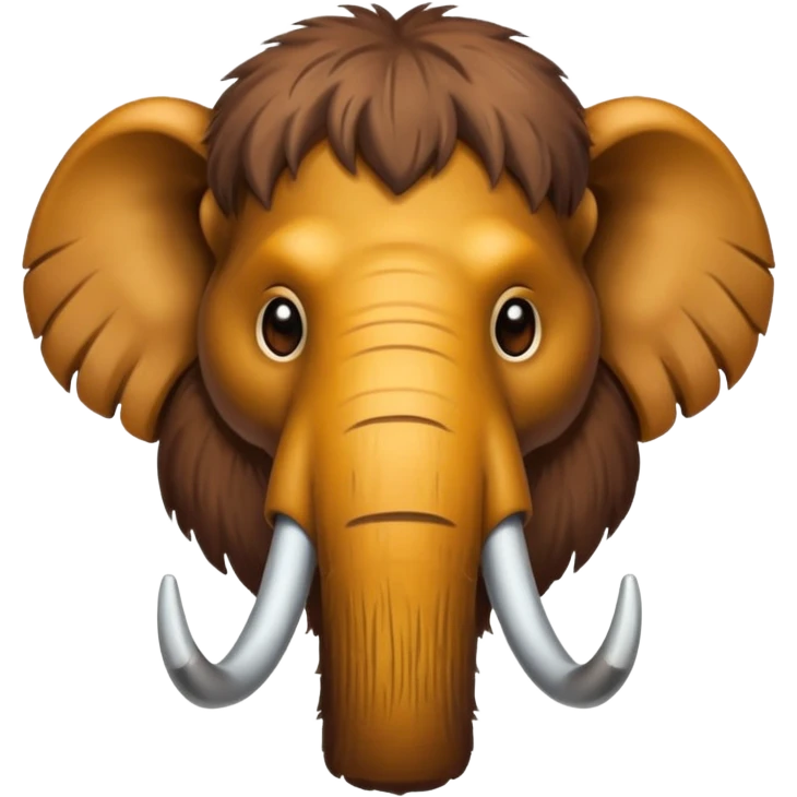 mammoth head with brown fur, only 2 tusks, looking forward emoji