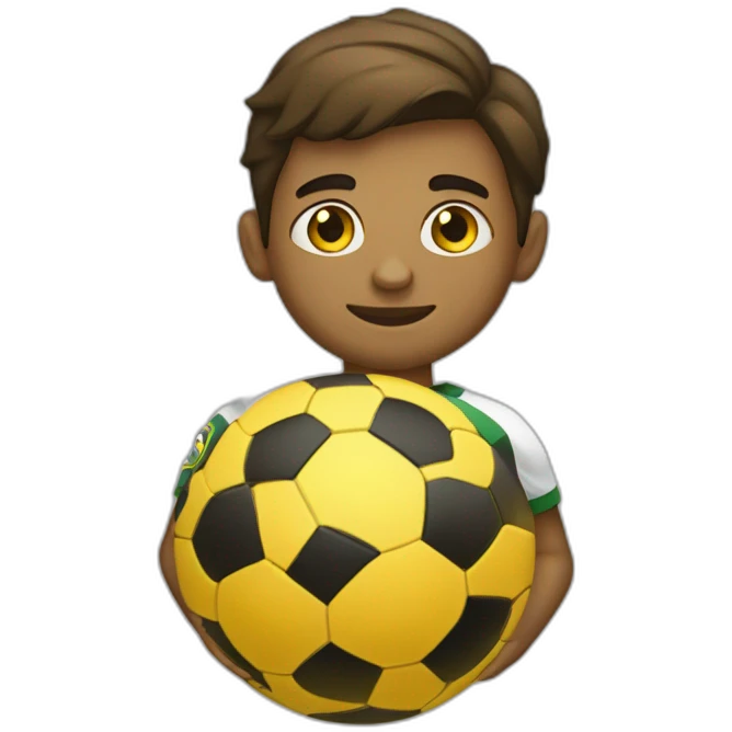 bola de futebol com gomos amarelos e pretos emoji