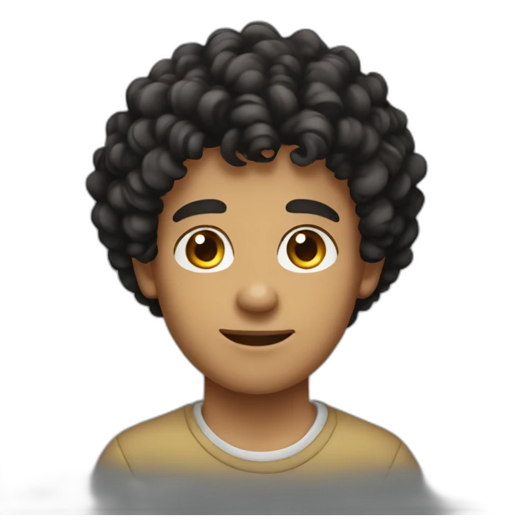 young man informal cloth tanned black curly hair emoji