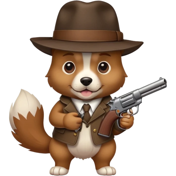 Dog as a gangster holding a gun emoji