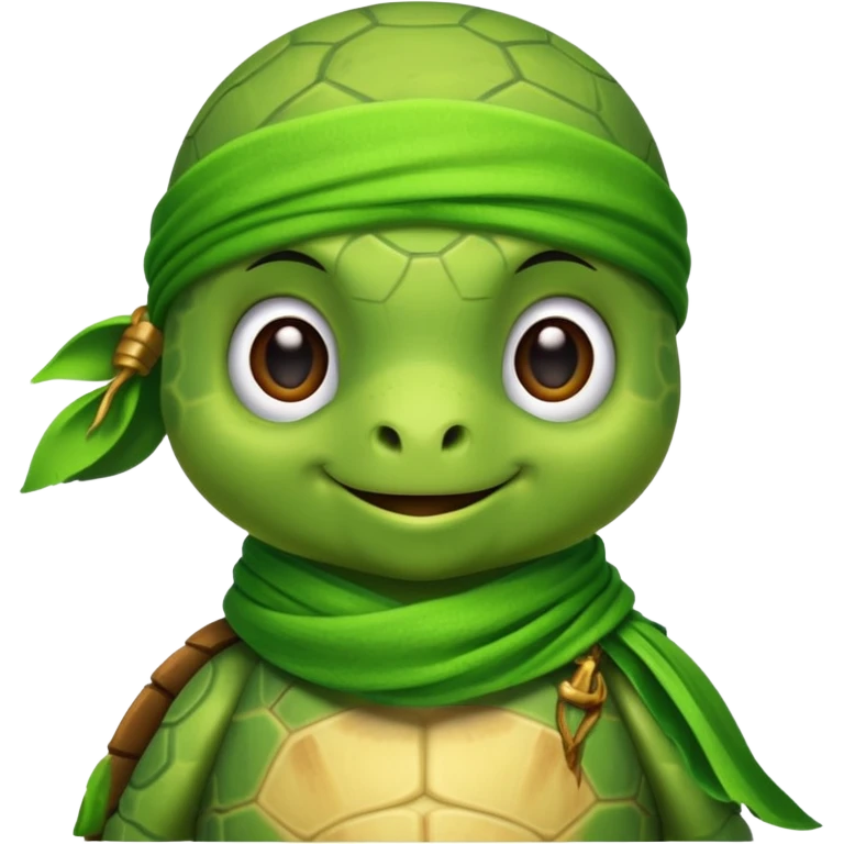 cute sea turtle wearing a lime pirate scarf emoji