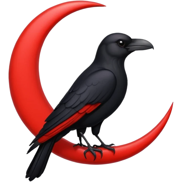 red heart with a black raven and moon, dark romance emoji