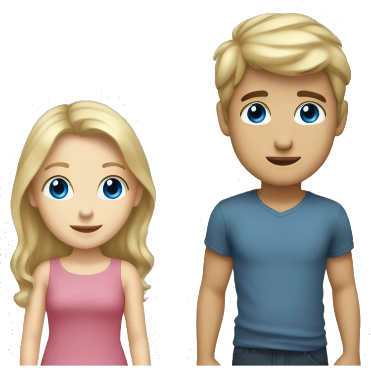 blue eyed blonde boy with a brunnete girl emoji