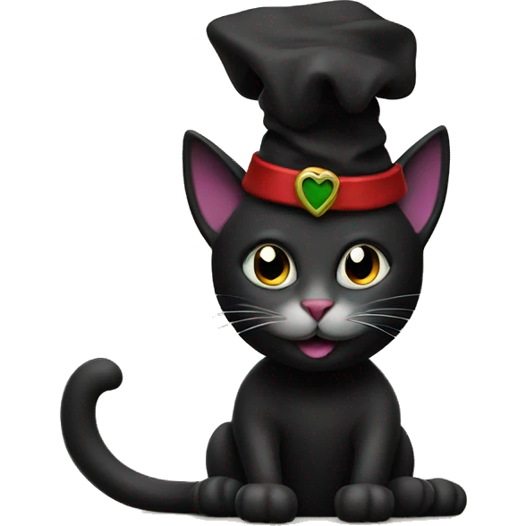 Black cat with jester hat emoji