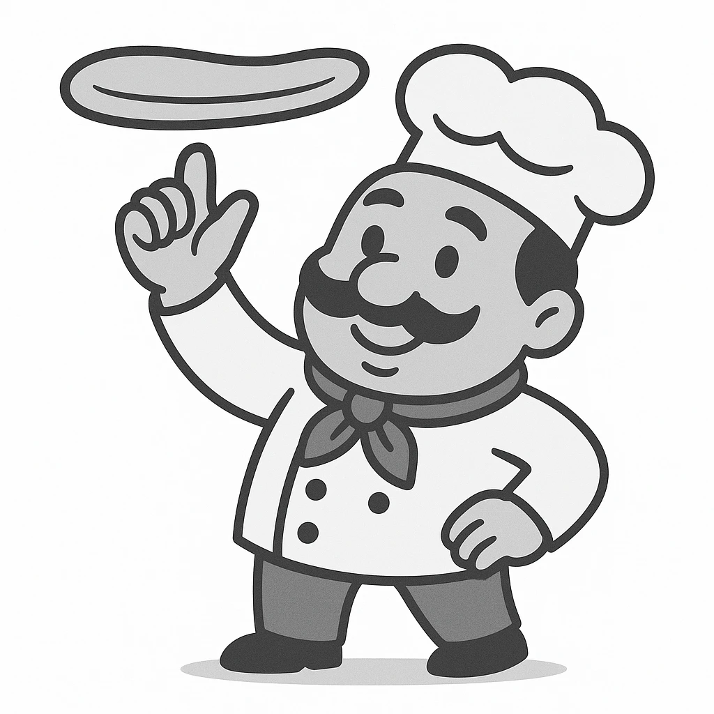 smiling Italian chef spinning pizza dough emoji