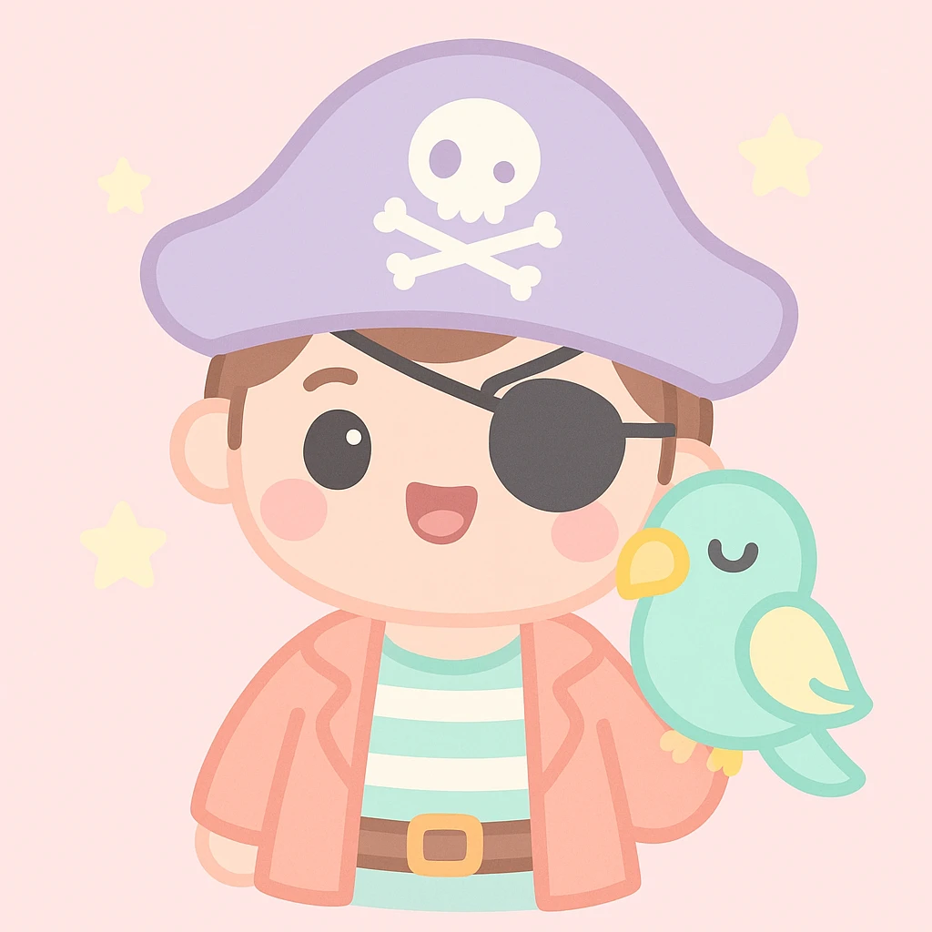 pirate with eye patch and parrot emoji