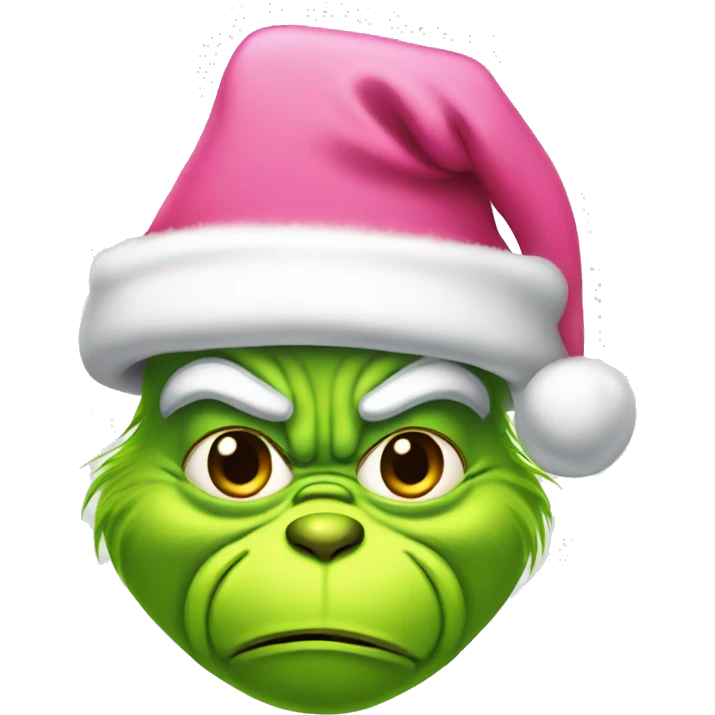 Grinch with a pink santa hat emoji