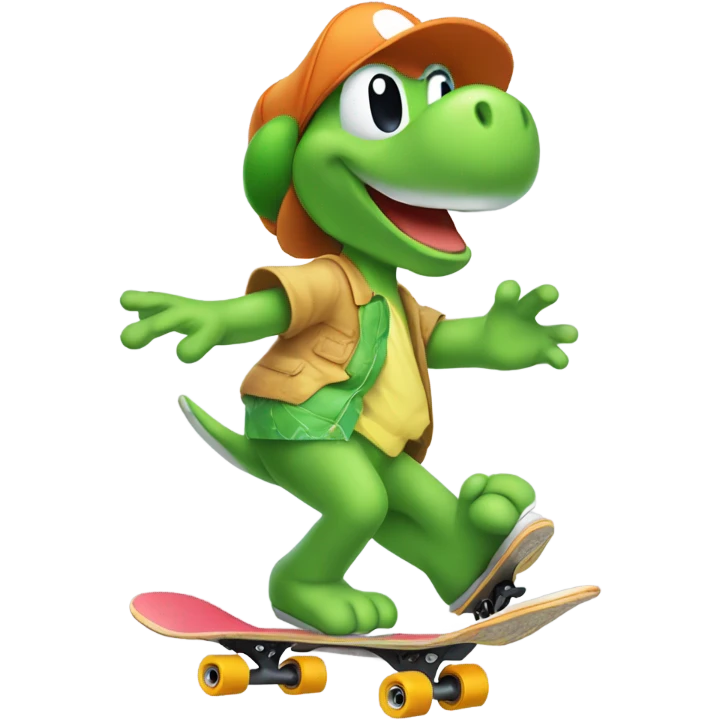yoshi new year skate boarding emoji