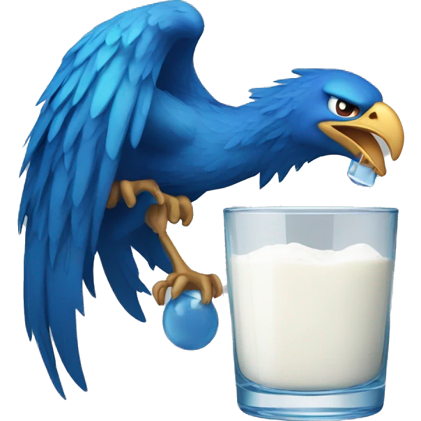 blue phoenix eating a rectangular glass white and blue bar emoji