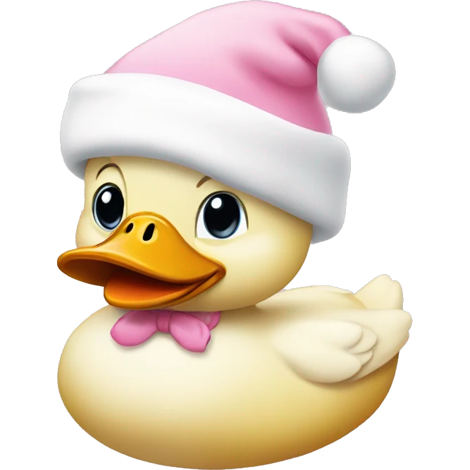 duck with a baby pink santa hat  emoji
