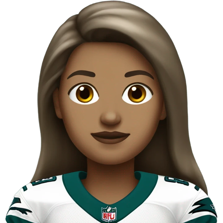  White female brown hair wearing Philadelphia Eagles jersey emoji