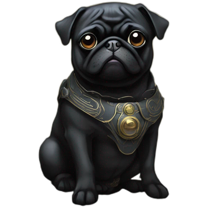 A cyberpunk black pug in Art Nouveau style during 1910 emoji