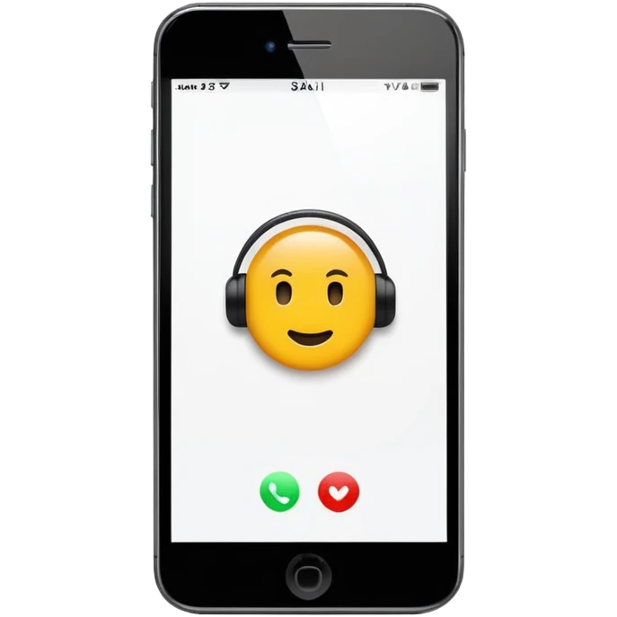 smartphone with call screen showing emoji