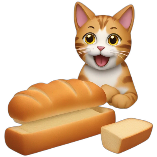 Cat eating bread emoji