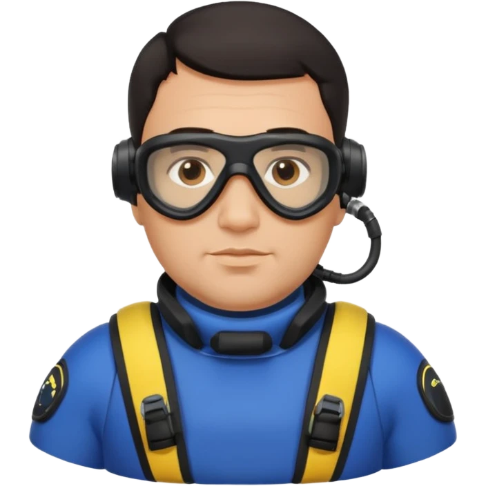 Man 38 dark hair, mideteranean, slightly overweight, scuba diving. Portrait emoji