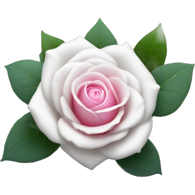 a white rose with a pink center in the foreground, and blurred eucalyptus leaves falling in the background emoji