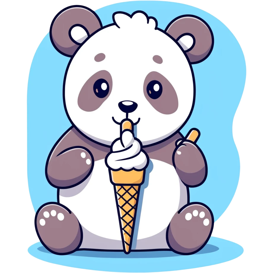Panda eating ice cream emoji