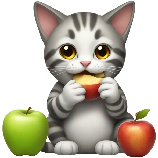 Cat eating apple emoji
